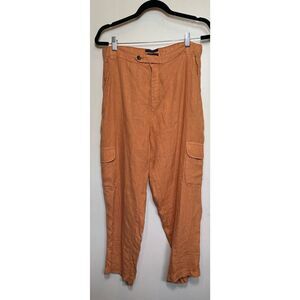 Rachel Roy linen orange cargo pants size XL